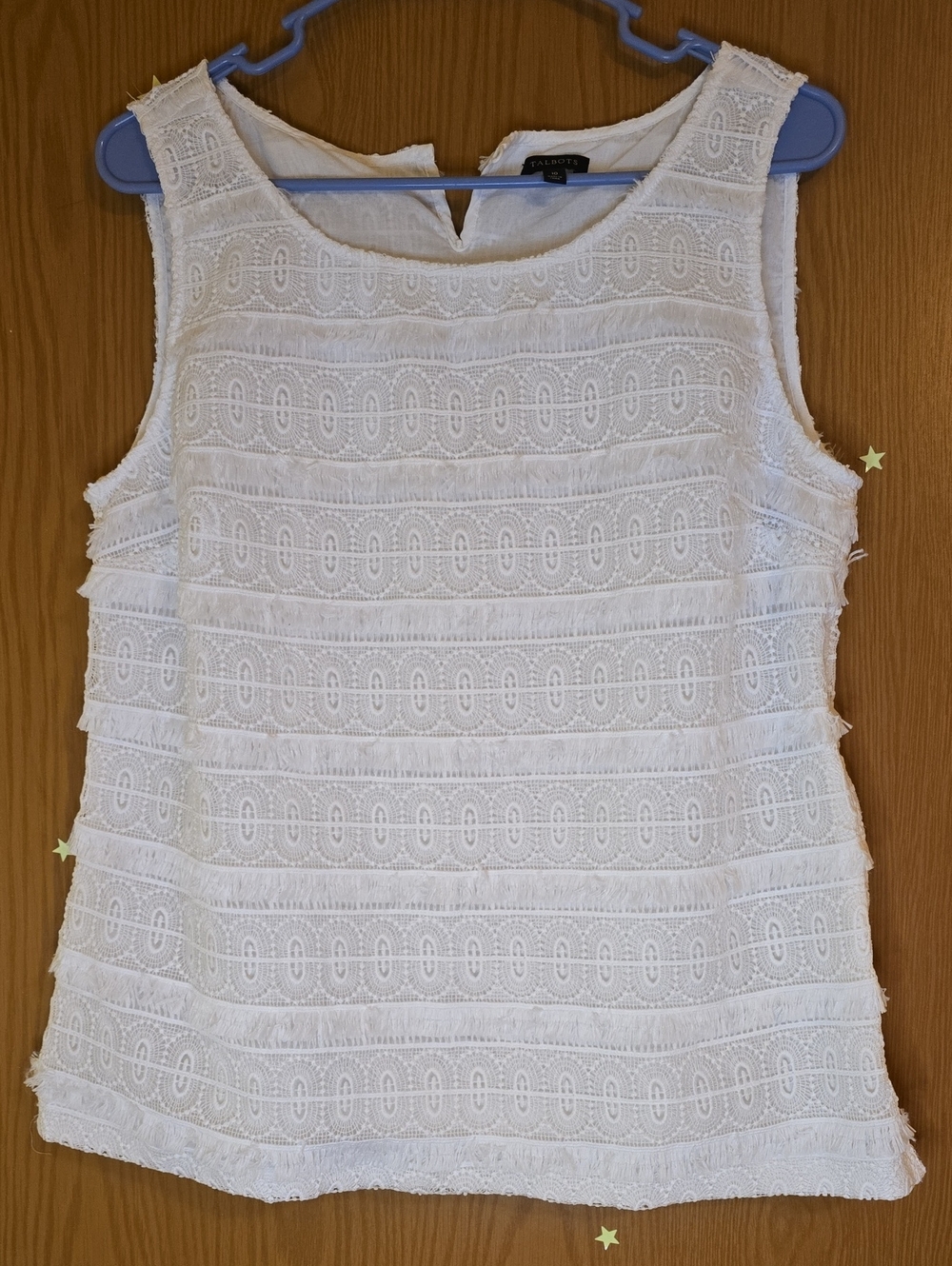 Talbots White Lace-Trim Sleeveless Shell Top